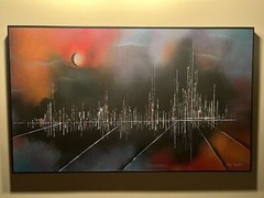 Leonardo Nierman Important Original Signed Abstract Prismatic City Painting