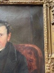 Antique Early American Portrait Painting 18th To 19th Century Estate Heirloom