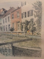 Pauline van der Baan 1958 Watercolor/ Pencil ALONG THE CANAL GEORGETOWN Signed