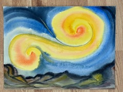 ALICE GUZMAN ORIGINAL WATERCOLOR PAINTING 11″ X 15″ NEW MEXICO ARTIST 1980’S