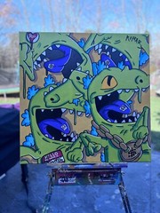 24 x 24 Acrylic Painted Canvas Rugrats Reptar Cartoon Shortiez Ink Graffiti