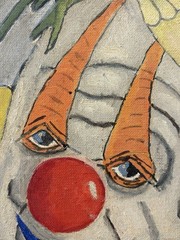 🔥 Vintage Old Outsider NIGHTMARE Vegetable Pogo CLOWN Circus FREAK Oil Painting