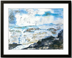 Modern Art Seaside Seascape Signed Original Contemporary Pastel Painting BACH