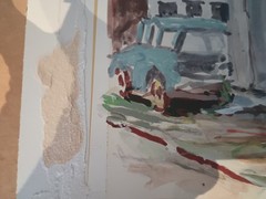 ROLLAND HARVE GOLDEN Original Watercolor Train Station New Orleans LA 1960