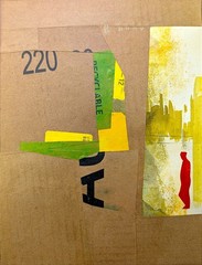 Original Art. Collage on 9×12 inch Art Paper. ‚Waiting For The 7:00‘