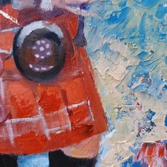 YARY DLUHOS Scotland Bagpipe Player Kilt Figure Music Original Art Oil Painting