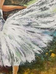 Original Colo mbian oil hand 33inx46.5in textured dancing ballerina white dress