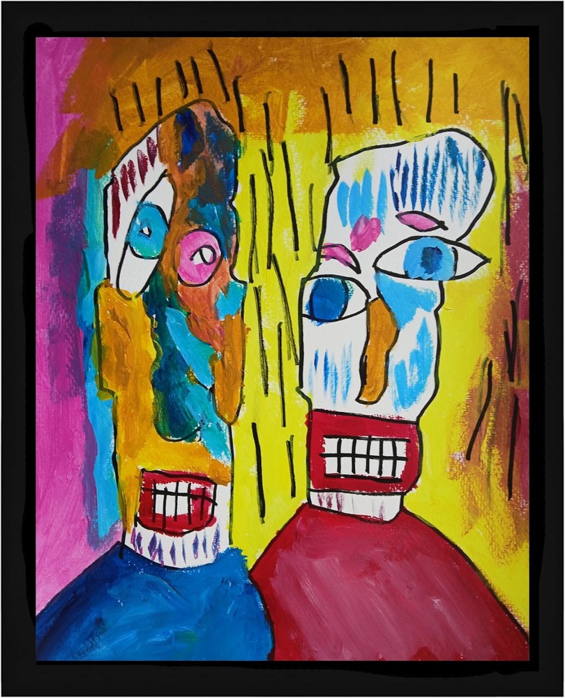 Expressionism/Abstract 11×14 These Two Signed Colorful Hand Made Art Painting