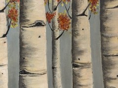 „White Birch Trees“ original oil on canvas (20″x16″)