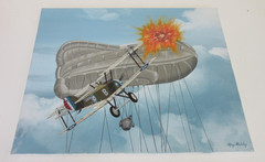 Raymond Waddey Painting WWI British RAF Sopwith Camel Balloon Buster, 16″x20″