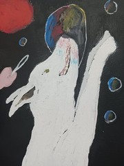 WOMAN AND DOG PAINTING 12×16 (FUN WITH BUBBLES) ORIGINAL AND SIGNED