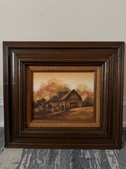 Carol Weiss Original Oil Painting Barn Landscape Framed Signed 18×18 Rustic Art