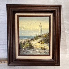 MCM Coastal Light House Oil Painting By J Martin