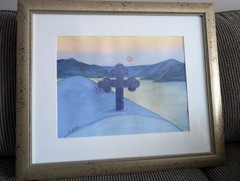 Original Watercolor Painting Signed Dianne Sutter 42x31cm Framed Spiritual Art