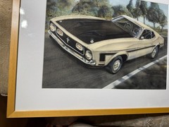 G Campbell? „Ford Mustang“ Watercolor/Gouache Painting – Signed And Framed