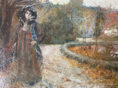 Roger JAMMES (1875-1918) Antique French Impressionism Oil Painting Portrait Lady