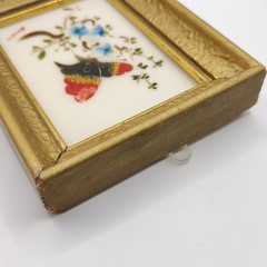 Vintage Set of 3 Miniature Verilyn Gallery Butterfly Paintings on Glass Spain