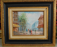 ORIGINAL CAROLINE BURNETT FRAMED IMPRESSIONIST OIL PAINTING PARIS STREET SCENE