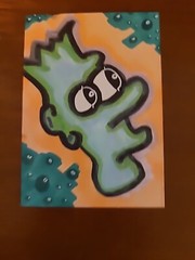 Original PAINTING ACEO Bart Simpson Low Brow Cartoon Air Bubbles Shrooms Trippin