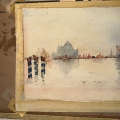 Vintage nautical Water Color Painting 19x 10 Signed AF Collin’s, NO FRAME