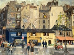 Antique Paris France Painting French Street Scene Harry Timmins Masterful LARGE