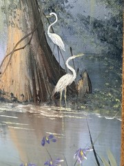 Miriam Ragan Original Oil Painting Louisiana Bayou 1991 Framed Canvas VTG WOW!