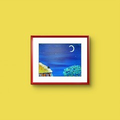 Cat Watches The Moon Original Expressionism Acrylic Abstract Canvas 11×14 Canvas