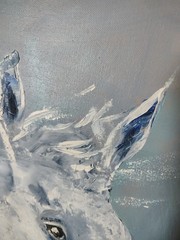 Pallet knife oil painting „Snowy Horses“ size 24 by 36 inches