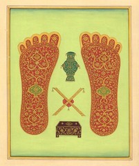 Handmade Goddess Lakshmi Feet Art Painting Home Decor Religious Art 8×9.5 Inches