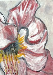 Stargazer Lily Flower Painting Original Acrylic 10×10 Wood Panel Fine Art Decor