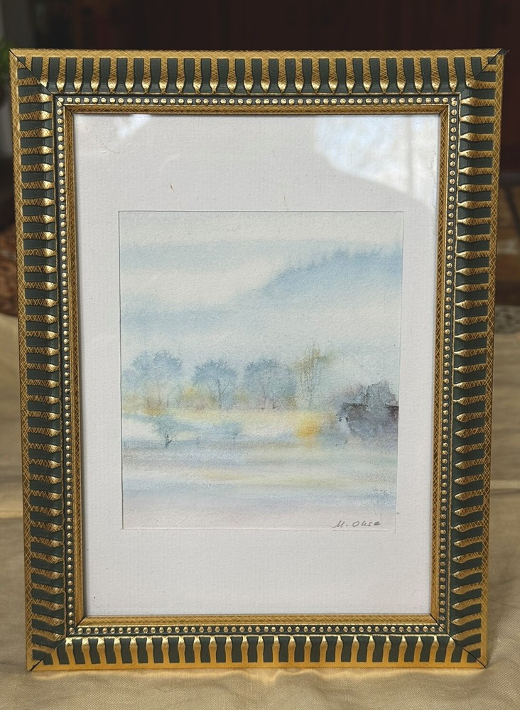 Watercolor Landscape SERENITY Painting Original Framed 6”x 8” , Signed