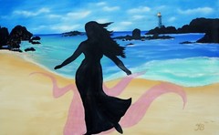 Art, Painting, „A Strolling Shadow“ Giclee on Canvas 22″x 35″ Yelena Berzon