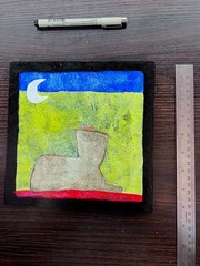 e9Art 8×8 ’sweet dreams‘ childlike art brut folk outsider naive primitive paint