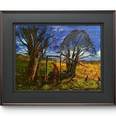 Country Path with Trees Blue Sky Landscape Painting 12×16 Original Oil