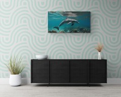 Dolphin Ocean Photo Print Art, Coral Reef Picture Wall Decor, Landscape Print