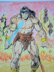 Conan comic art painting canvas artist Jerome Cadd 12inx16in Adventure