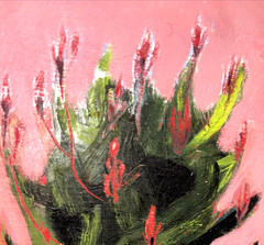 Original Oil On Wood Panel Cactus Painting Artist Linda Wooten-Green Southwest