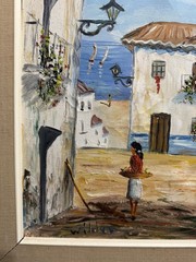 Vtg Mid-Century Med St Oil Painting Signed Wilder18”x15”