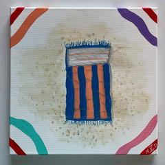 Original Artisan Set of Six 12″x12″ Beach Vibes!! Can you Hear the Waves Now?