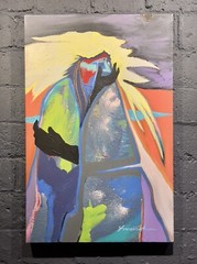 Original Farrell Cockrum Abstract Acrylic Painting Signed Titled Indian Montana