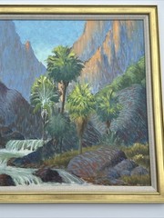 CALIFORNIA DESERT PALM PAINTING LANDSCAPE LARGE FLOYD COPELAND CHANDLER VINTAGE
