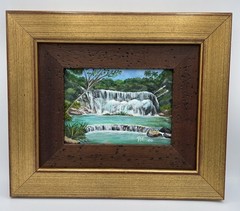 Cuban Artist Original Framed Painting 2006 Scenic Water Scene Of A Cuban Village