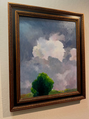 White Clouds Calm Afternoon Signed YASAMI oil painting canvas framed 24″ x 20″