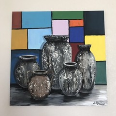 Orginal Acrylic painting on Canvas 24 x 24 Inches “the vases”
