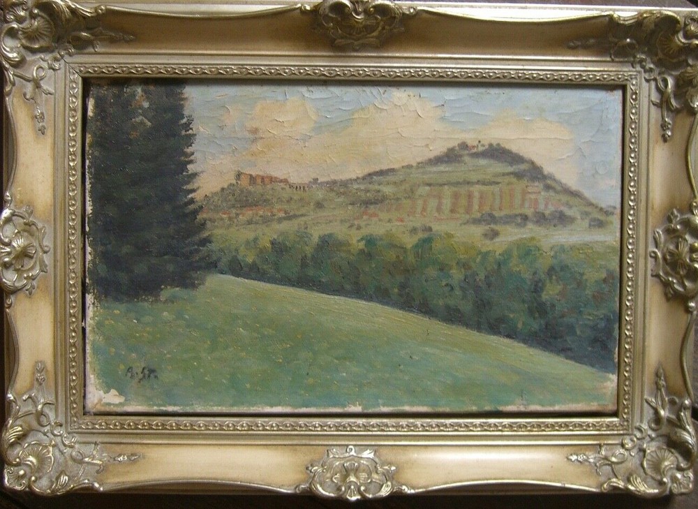 Albert Stagura *1866 -1947 Oil Painting Signed Vineyard Study Frame Antique Oil