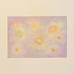 Original Stars & Outer Space Watercolor Painting, Illustration, Unframed