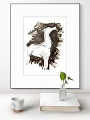 SAMATOWIC Original Abstract Dog 9×12 Paper Ink Sketch Signed Fine Art 28