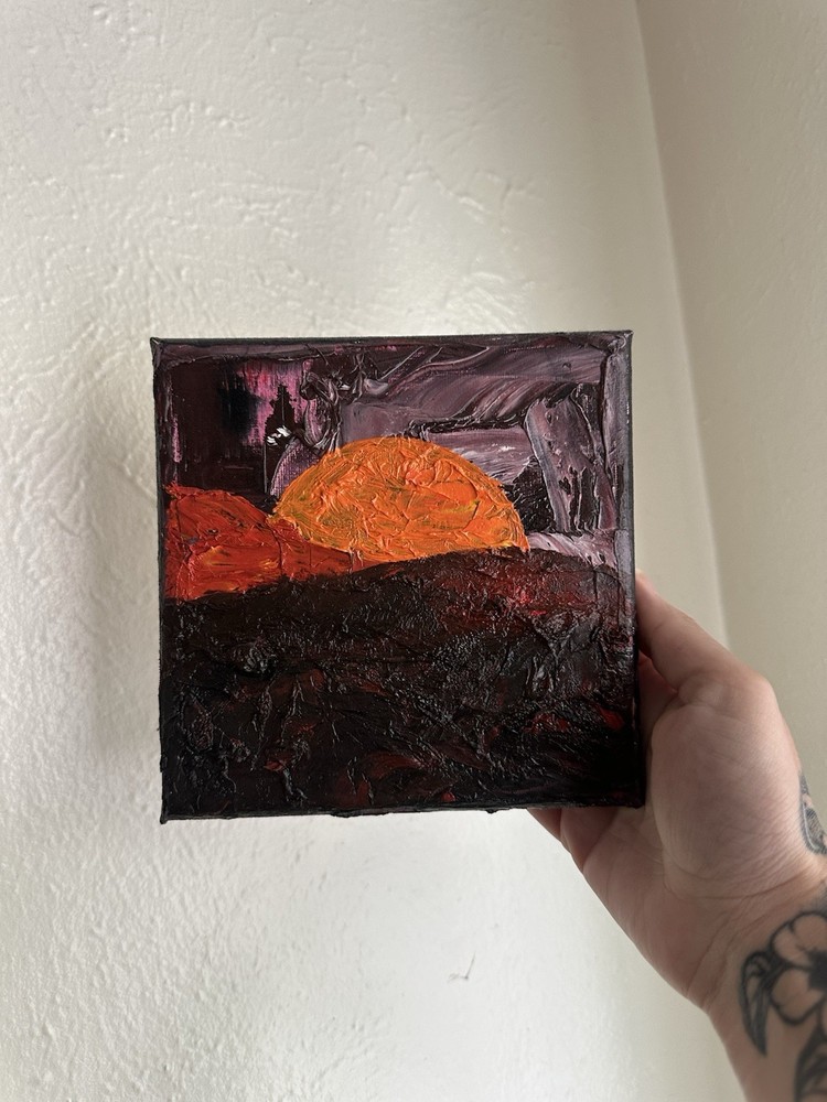 Mini Sunset Original Oil Painting 6×6”