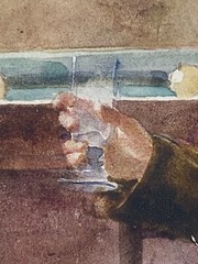 French Madeleine Lemaire self portrait Watercolor Depicting an Interior scene