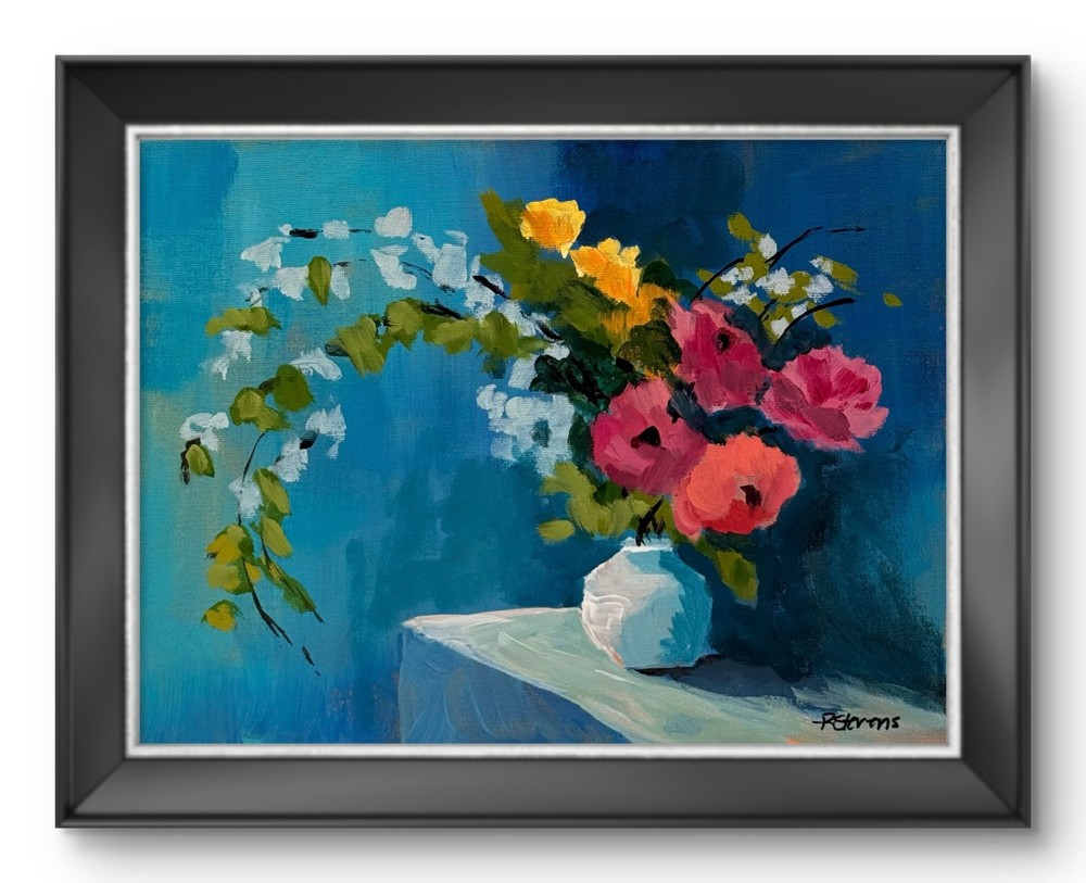 Floral Still Life Original Acrylic Painting 9×12 Wall Art R Stevens